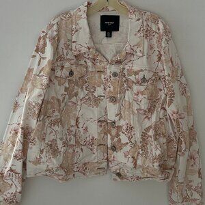 Nine West Jeans Vintage Style Pastel Floral Denim Jean Jacket Women's Size XXL